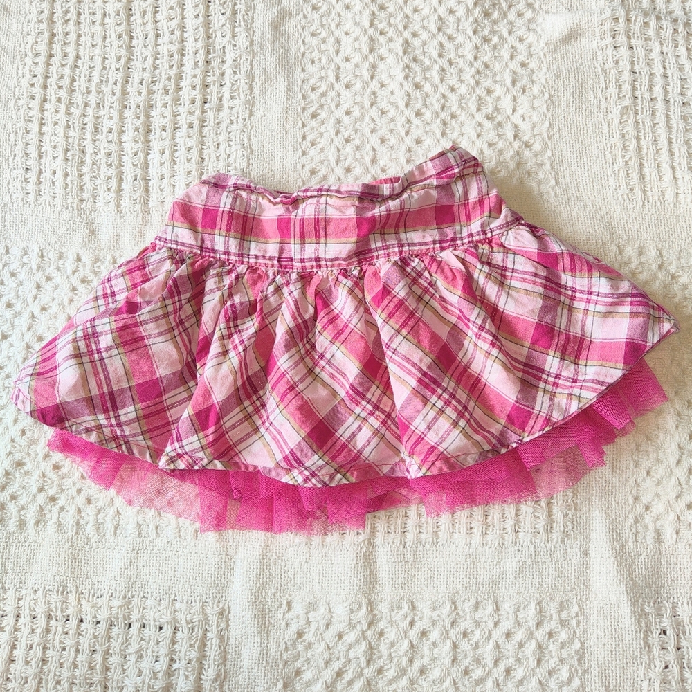 Pink Tulle Plaid Skirt Skort Size 3T Shimmery Detail Est 1989 Place
